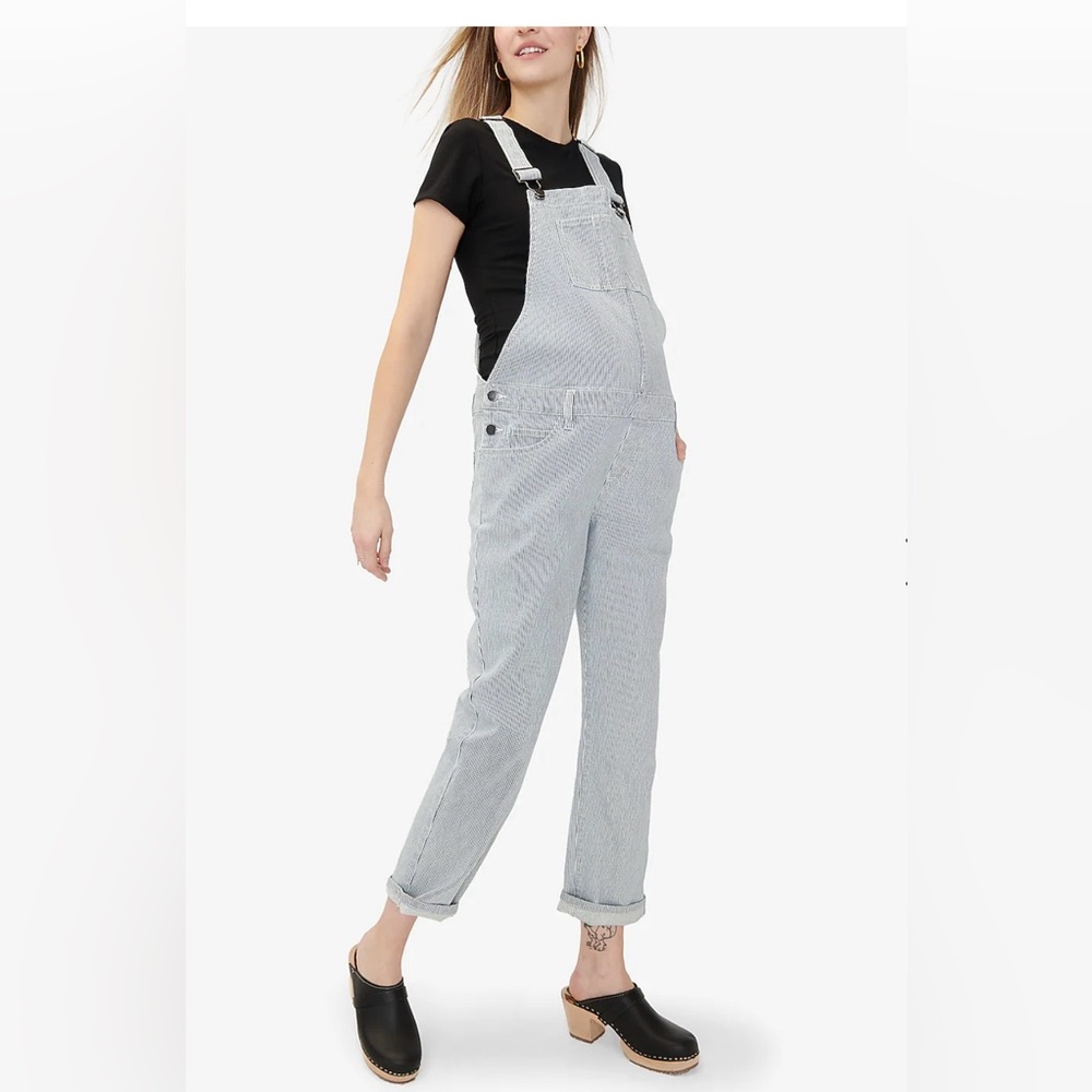 Hatch maternity railroad stripe overalls size S